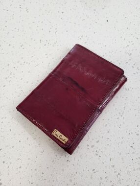 Vintage Luxury Pierre Cardin Eelskin Wallet Burgundy Leather Bifold